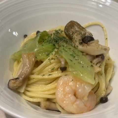 海老とレタスの柚子胡椒パスタ