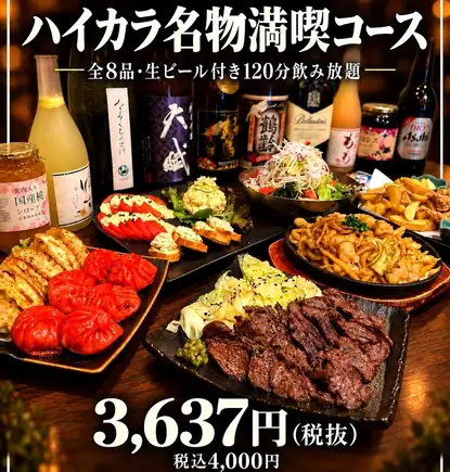 【생맥주 포함 120분 음료 무제한】하이카라 명물 만끽 코스〈전 8접시〉