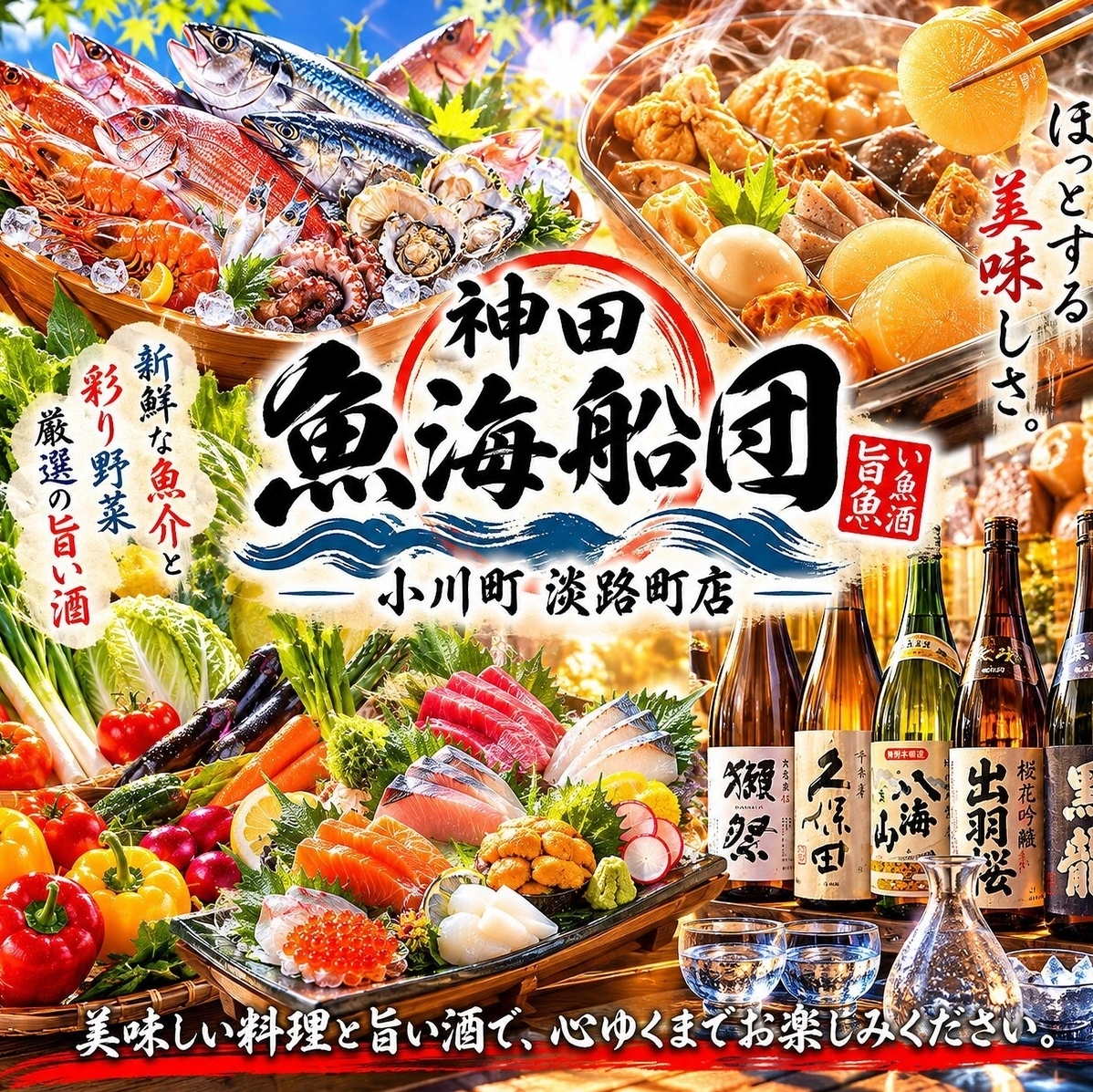 ◆神田創業38年の老舗 小川町店◆豊洲直仕入れの旨い魚と野菜、旨い酒を召し上がれ♪