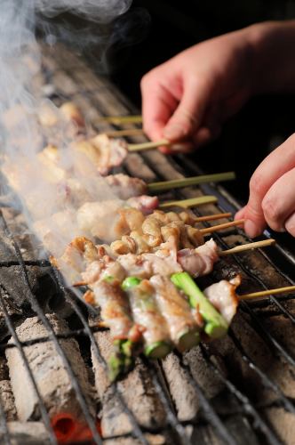 Our specialty skewer grilled with Bincho charcoal