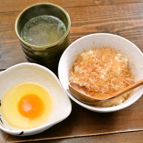 chicken stock soup bukkake egg over rice
