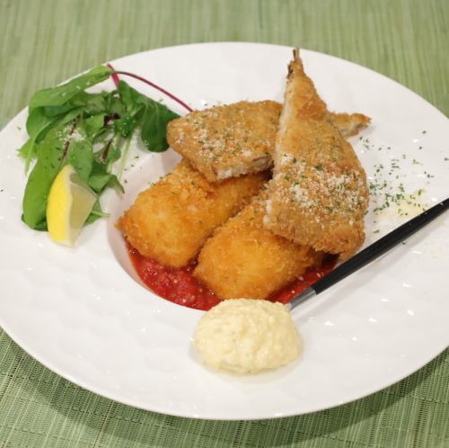 アジフライとカニクリームコロッケの洋風プレート