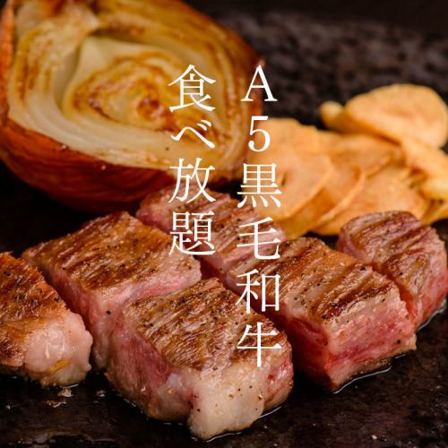 Popular No1 ◆ A5 Japanese black beef Marbled meat and lean meat steak course ≪Marbled & all-you-can-eat lean meat! ≫ 9800 yen (10780 yen including tax)
