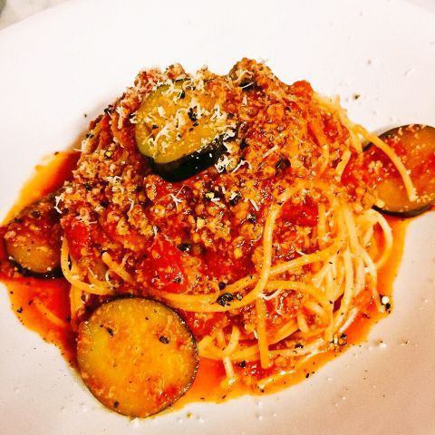 Tomato Sauce Pasta with Mince and Eggplant ~Tagliatelle~