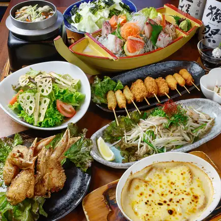 【大皿コース】3300円(税込)（+1700円(税込)で120分飲み放題付きに）