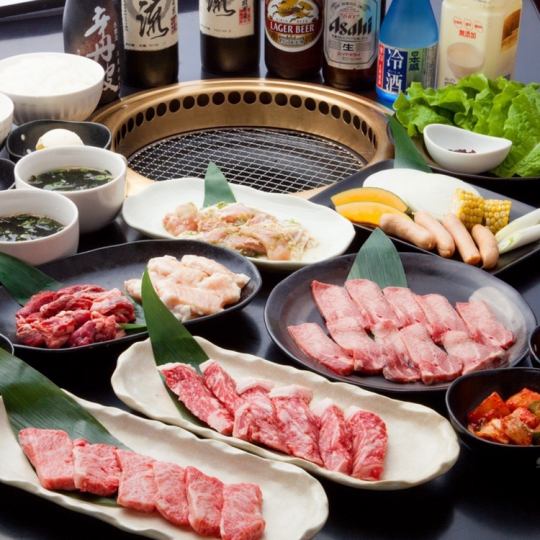 国产牛腰肉、小排骨等13道菜4,400日元