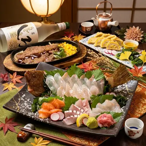 [A luxurious course packed with carefully prepared dishes]