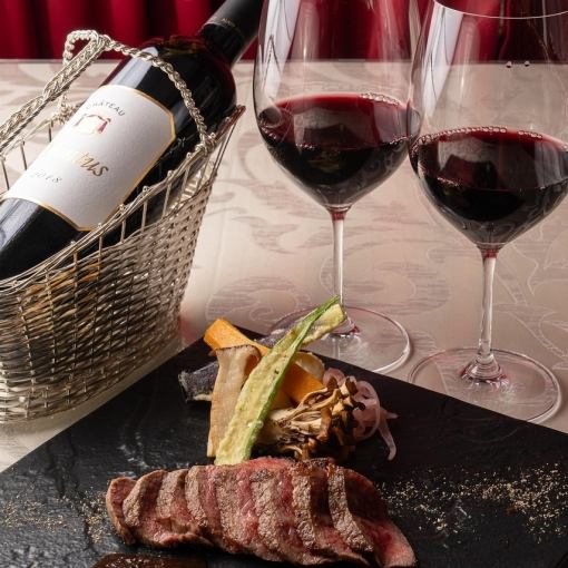 【ワイン飲み放題】プレミアム神戸牛コース専用桜華ワインセレクションプラン9,900円(税込)