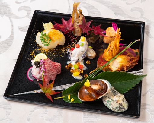 【春季限定】◇◇春の桜舞コース◇◇博多の海鮮、国産牛サーロイン鉄板焼き春の特別コース