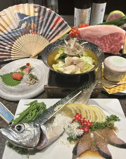 『博多よかばいコース』もつ鍋・水炊き風茶碗蒸し・桜華厳選牛・鯛茶漬けなどバリ旨の全10品