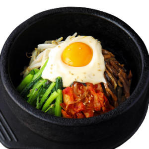 Stone grilled cheese bibimbap (with seaweed soup)
