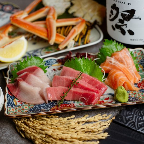 歓送迎会や仲間との集まりに最適！博多名物の餃子や鍋、鮮魚や肉寿司まで揃った豪華ラインナップ。
