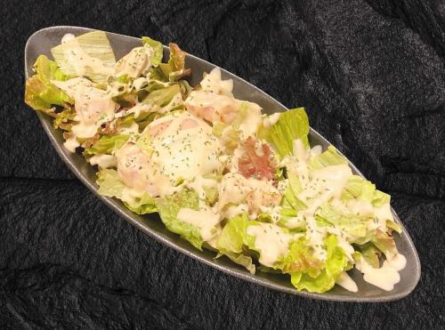 Tuna mayonnaise salad with soft-boiled egg and broiled chicken