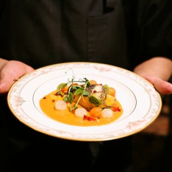 【ディナー】フレンチコース◆魚料理、牛ロースステーキなど全8品5500円(税込)