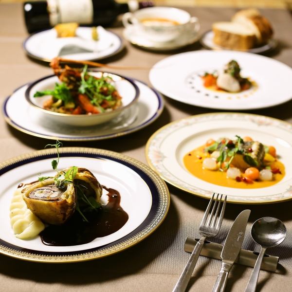 【ディナーにピッタリ】魚料理、牛ロースステーキなど全8品☆フレンチコース5500円！