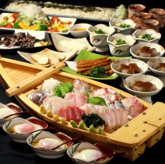 ■新海豪华宴会套餐5,980日元，可享受10种菜肴，包括100分钟无限畅饮