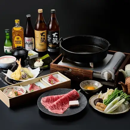 ◆二名様~ご利用可●飲み放題和牛ロースすき焼き前菜3種・天ぷら・デザート付◇10,000円