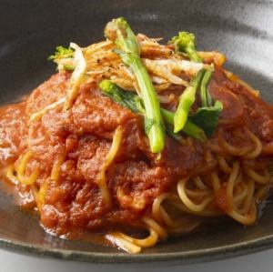 桜エビと菜の花のトマトパスタ
