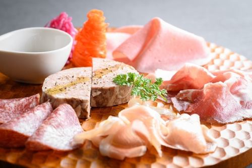 Assortment of five types of charcuterie