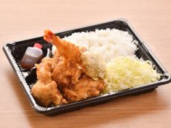 Various fried shrimp & Sapporo Zangi bento