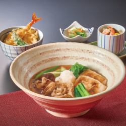 純和鶏と焼き餅のみぞれきしめん天ぷらミニ丼セット