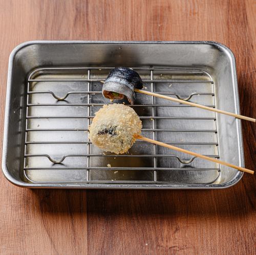 秋刀魚の梅しそ巻き串