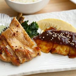 醬油米曲烤雞腿佐田樂味噌烤石斑魚