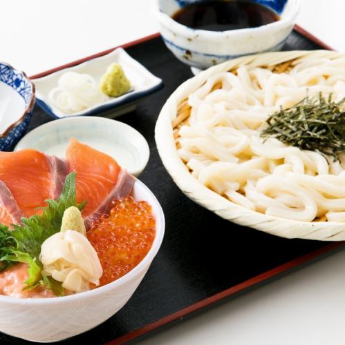 [Lunch only] Soba set and 3-color seafood bowl/Udon set and 3-color seafood bowl/Soba set and bara chirashi bowl/