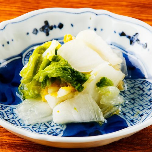 白菜漬け／イカの塩辛／サーモンの塩麹漬け　各
