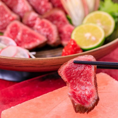 [Sudachi rock salt shabu-shabu] Bizen black beef rare steak