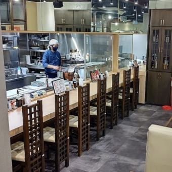 You can watch the food being prepared in the open kitchen.