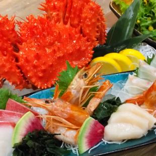 [Enjoy Hanasaki crab and sashimi] Blessings of the Sea course with standard all-you-can-drink 5,500 yen