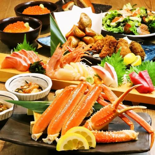 [Enjoy seasonal ingredients! Boiled crab included] Sea Blessings Course 6,000 yen (includes 120 minutes of all-you-can-drink)