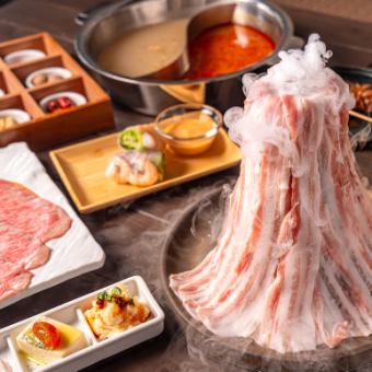 【飲み放題付】豚美人コース◆薬膳鍋2種・松坂牛・豚肉・選べる〆などを堪能する美食鍋プラン