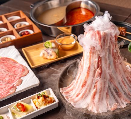 【飲み放題付】豚美人コース◆薬膳鍋2種・松坂牛・豚肉・選べる〆などを堪能する美食鍋プラン