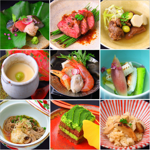 個室席で味わう絶品旬料理の数々…