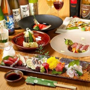 [季节宴会方案]包括生鱼片在内的9道菜“樱花套餐”，附3小时无限畅饮5,000日元⇒4,000日元