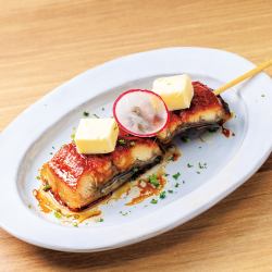 Eel skewers with butter and soy sauce