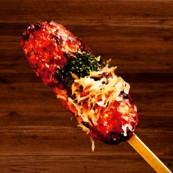 Chicken meatball skewer, okonomiyaki style (1 skewer)