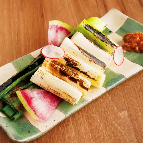 白ねぎ一本焼き もろみ味噌