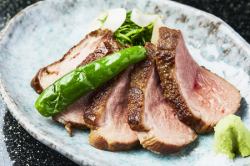 Grilled French Magure duck with rock salt