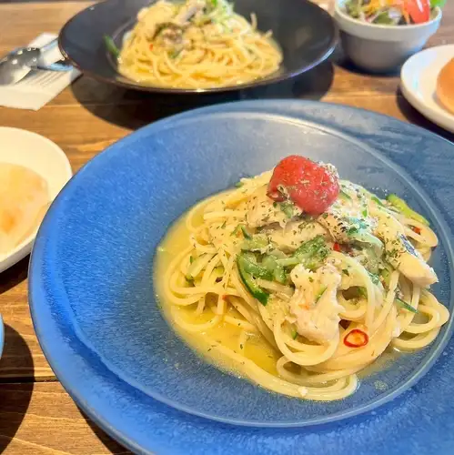 炙りハモとキュウリの和風ペペロンチーノ～梅肉添え～（8月限定）