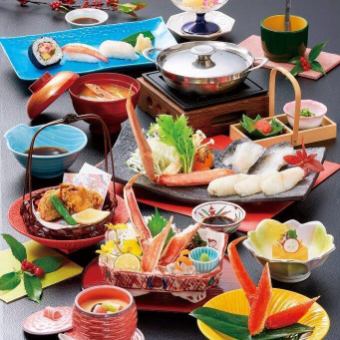 【冬季限定】かにとふぐの小鍋会席「能登(のと)」6578円(税込)