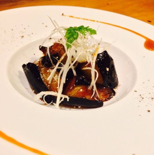 Fried eggplant sea urchin soy sauce