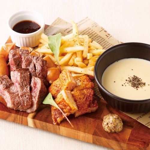 Meat plate with cheese fondue sauce *Available for a minimum of 2 people