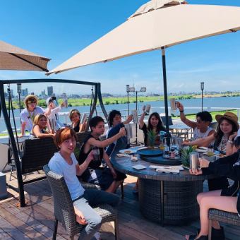 Terrace seating ☆ Empty-handed [Light BBQ Plan] Enjoy 8 dishes including beef ribs and horumon for 2,980 yen (tax included)