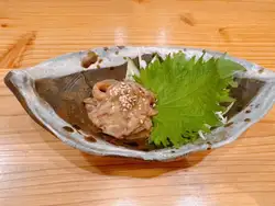 Squid liver with wasabi sauce / Itawasa (wasabi-flavored fish cake)