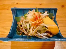 Deep-fried chicken cartilage / Chicken skin with ponzu sauce / Deep-fried burdock root