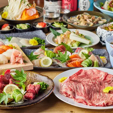 【四国の恵み周遊】鰹の塩たたきや「オリーブ牛」の出汁しゃぶしゃぶ！3時間飲み放題全8品6500円