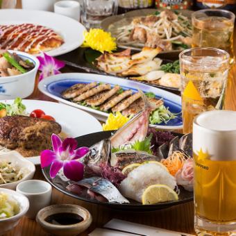 <豪華宴會♪>豪華生魚片拼盤+牛排的無限暢飲套餐5,000日圓（含稅）